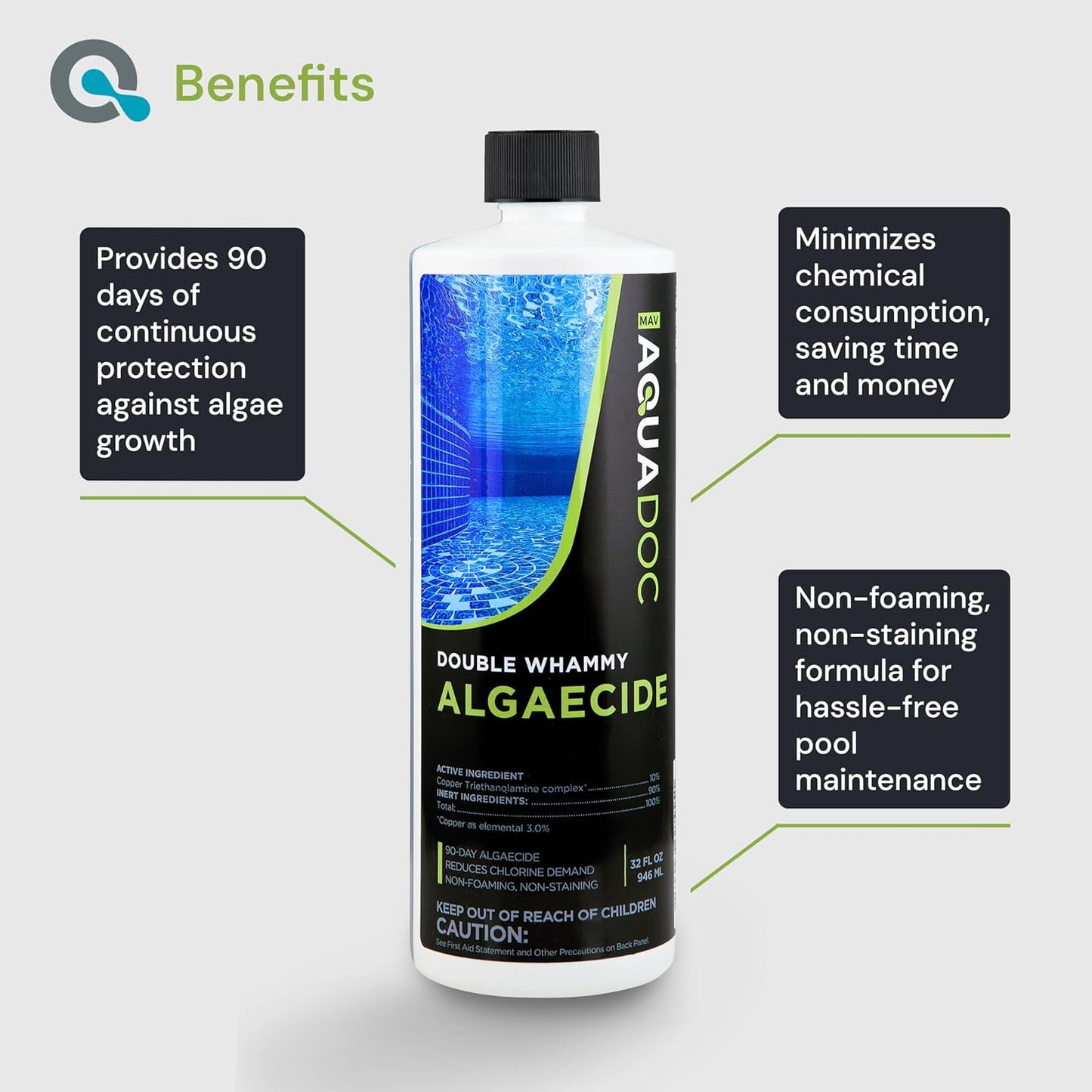 Copper Pool Algaecide for Swimming Pool - 90 Day