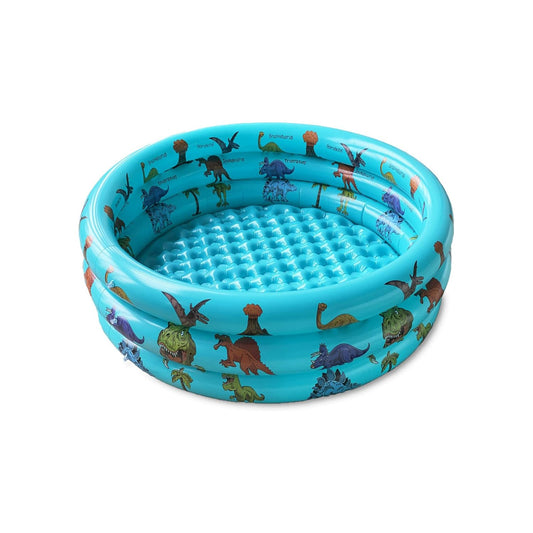 Dinosaur Inflatable Baby Pool - Small Toddler Blow Up 3 Rings Round Pad Pool